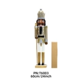 60cm Nussknacker König Holzfigur mit goldenem Szepter und Krone auf weißem Grund - 60CM / Stil von Schwarzes Gesicht Gold Zepter König (DZ23070412)