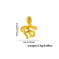 Golden 18k gold plated snake ring in titanium steel featuring textured scale details - Adjustable Open / Snake Shape Scaled Wrap Ring (TYGR0222) / Gold