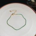 Detail of vintage gold plated bracelet with emerald stones and extension chain - 20# Gold Green Tennis Style