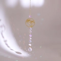Golden palm tree suncatcher with natural amethyst stones and teardrop crystal pendant - Style 1-Coconut Tree Amethyst Pendant