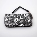 Retro skull print long wallet for men with Halloween motifs and wrist strap - Skull