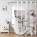 Tropical rainforest print shower curtain with botanical palm leaves and exotic bird design - 181x188cm Single Shower Curtain / SYL-1 Tropical Jungle