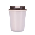 Portable wheat straw coffee cup with dark brown lid and beige flip cap - White (New Batch)