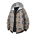 Chaqueta vintage con capucha para hombre, estampado floral y cierre de cremallera - S / Rosa