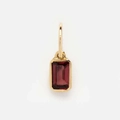 Rectangle garnet red birthstone pendant in gold-plated stainless steel for DIY jewelry - January Birthstone Pendant / Red
