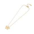 Elegant gold bow necklace with white pearl pendant and adjustable lobster clasp chain - Pearl Bowknot Pendant Necklace(3#)