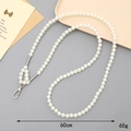 60cm White pearl crossbody phone strap with silver lobster clasp and 65g weight - K3740 Pearl Crossbody Chain (Plate Buckle)