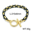 Bracciale hip hop 210mm in acciaio inossidabile nero e oro con chiusura a ginocchiera OT - Oro Nero