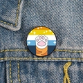 Rainbow striped cat paw enamel brooch pinned on a denim jacket with star accents - Pansexual Pride (XZ6684)