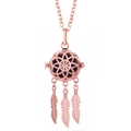Collier diffuseur attrape-rêves en or rose avec cage creuse et plumes en métal - Attrape-rêves Or Rose Balle Noire (15)