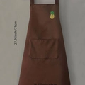 Brown waterproof kitchen apron with pineapple embroidery and size 71x68cm dimensions - Coffee (Pineapple Embroidery)