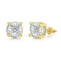 Hip hop micro-paved gold stud earrings featuring marquise and square cut zircons - Two-tone (OHE125-1 Bi-color)