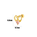 Pink heart-shaped zircon stud earring with a golden finish and stainless steel post - Hollow Heart Pink Gem (3#) / Gold Yellow