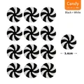 Set of 12 black and white swirl candy ornaments, 3.4cm diameter for DIY Christmas decor - Black + White (Large)