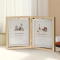 Rotating 5x7 inch wooden photo frame with natural wood grain and foldable design - Natural Wood - Vertical / 6 Inch