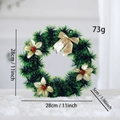 28cm artificial green Christmas wreath with gold flowers, red berries and festive bow - D1-8 Green Wreath With Gold Bow And Flowers