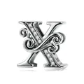 S925 sterling silver letter X charm with sparkling cubic zirconia pavé stones - Letter X