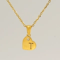 Collana dorata a cuore con lettera T e piccolo cristallo brillante sul ciondolo - Lettera T
