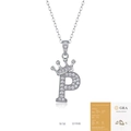 Moissanite initial P pendant necklace with crown detail and GRA certificate - Letter P (with GRA Certificate)