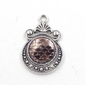 Detail of 12mm antique silver moon scale pendant with rose gold textured resin insert - Rose Gold Scale (12)