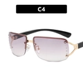 Gafas de sol sin montura Y2K con lentes degradadas moradas y pedrería estilo C4 - Púrpura Degradado