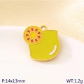 18K gold plated lemon drink slice charm pendant in yellow enamel for DIY bracelets - Yellow Lemon Slice (KLJ10762-ZLA)