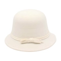 Sombrero cloche de fieltro blanco crema con lazo decorativo para un estilo retro de invierno - Talla única / Blanco (Sombrero Cloche con Lazo Blanco)
