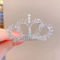 Silver princess crown hair comb with white rhinestones and AB crystal accents - #23 AB Crystal Crown Comb