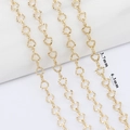 Golden heart-shaped link chain for DIY jewelry making, 3.7mm width and 6.3mm length - Gold-Heart Hollow Link Chain 3.7x6.3mm (1M)