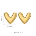 Detailed dimensions of 18k gold geometric V-shaped heart earrings in matte finish - Matte V-shaped Heart Earrings