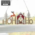 Decorazione natalizia HO HO HO in legno con renna e pupazzo di neve, misura 29x12cm - Targa con Lettere da 29 cm (Stile D) - HO HO HO