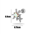 Star-shaped cartilage earring with iridescent opal and zirconia in silver finish - Silver Iridescent Snowflake Style (3# Silver)