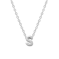 925 sterling silver necklace featuring a 3D letter S pendant on a classic O-chain - Letter S / White Gold