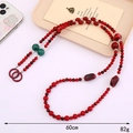 Red acrylic beaded bear crossbody chain and mobile strap accessory, 60cm length - K4053 National Style Red Agate Gemstone Crossbody Chain