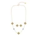 Vintage stainless steel jewelry set featuring turquoise pendants and flower charms - 1# Sunflower Necklace Stud Earrings Set (1# Necklace Set)