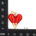 Ciondolo a cuore rosso con metallo dorato e scala di misura di 20mm x 25mm - Design Fusione 02