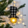 Glow snowman wooden ornament with plaid hat and LED nose hanging on Christmas tree - Snowman