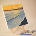 DIY paint by numbers kit featuring sunset beach scenery with paints and brushes - 20x20cm Framed Kit / VNB10 Sunset Seascape