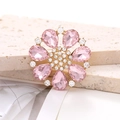 Ciondolo per scarpe in lega di zinco con gemme rosa a goccia e strass bianchi a fiore - Rosa