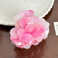 Molla per capelli a forma di rosa rosa e bianca in elegante acetato per acconciature - 8cm / Rosa Metallico