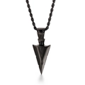 Collar con colgante de flecha negra de acero inoxidable con cadena de cuerda para hombre - Colgante de Punta de Flecha Negro (KP79564-K)