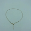 Detail of white round pearl necklace with 14k gold-filled lobster clasp and extender chain - 14K Gold Filled 2mm (38+4cm)