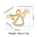 Golden copper angel charm with AAA cubic zirconia pave for jewelry making, 17.5mm - Gold Angel Shape (L0437-A)