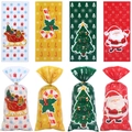 Weihnachtsgeschenktüten mit Weihnachtsmann- und Baum-Drucken für festliche Süßigkeiten - Stil 2 (4-in-1 gemischt) 100 Stück/Beutel