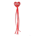 Valentine red glitter heart wand with silver LOVE text and silk ribbons for parties - Red Heart Magic Wand with Silver LOVE (No. 46)