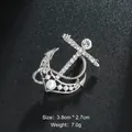 Spilla ad ancora in argento con perle e cristalli per accessori moda nautica - XD9486-2 / Ancora Argento Perla