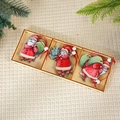 Three-grid box of wooden Santa Claus hanging ornaments with red lanyards for Christmas decor - 24*9cm / Three-Grid Wood [Santa Claus]