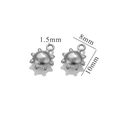 Silver stainless steel moon pendant for DIY jewelry, 8x10mm miniature celestial charm - Sun / Steel
