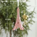 Pink glitter Eiffel Tower Christmas ornament with white ribbon and size dimensions - Pink Eiffel Tower Pendant