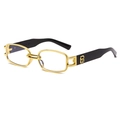 Y2K small frame gold metal sunglasses with black temples and logo detail - Gold Frame Black Legs Clear Lens